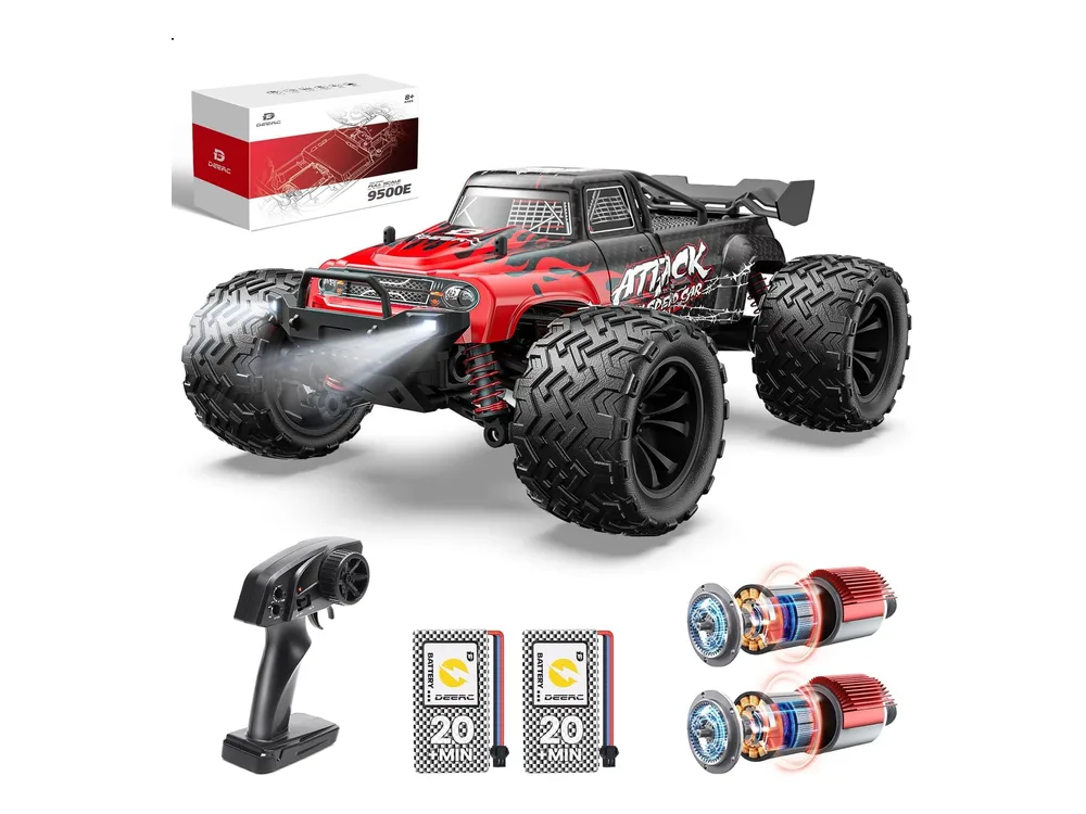 DEERC 9500E RC Monster Truck — Black, Red