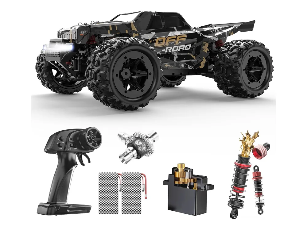 DEERC 9309E RC Off-Road Truck — Black Base Color With Bright Gray Stripes