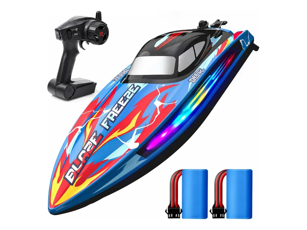 DEERC YK080 LED RC Racing Boat — Red, Blue