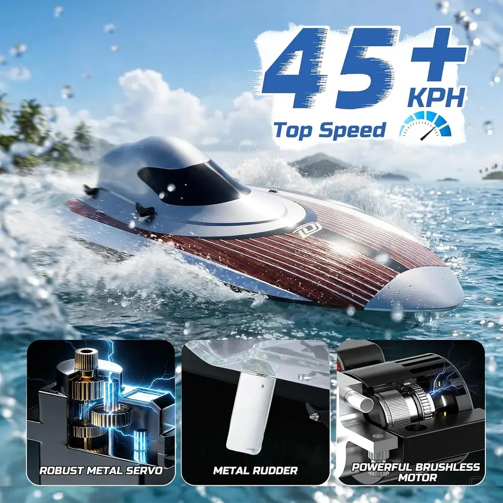 DEERC TX766 & HJ812 RC Boat Bundle image 2